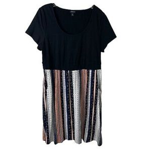 Torrid Black Strip Knit Skater Dress